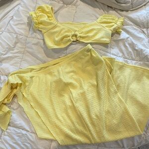 Two piece Yellow set with slit